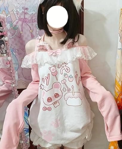 Y2K Cutecore Kawaii Sweet Shirt Women Long Sleeve Oversize Japan Cartoon Print Cute Teen Tshirt Top Clothes thumbnail 6