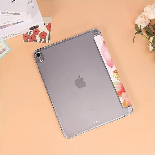 Pink Lilies and Hibiscus Flowers Case Compatible with IPad 9th 8th 7th Generation 10.9 Inch 2021/2019/2018,Funny Cover with Trifold Stand + Pencil Holder for Boys Girls,iPad Air6 11inch 2024 thumbnail 7