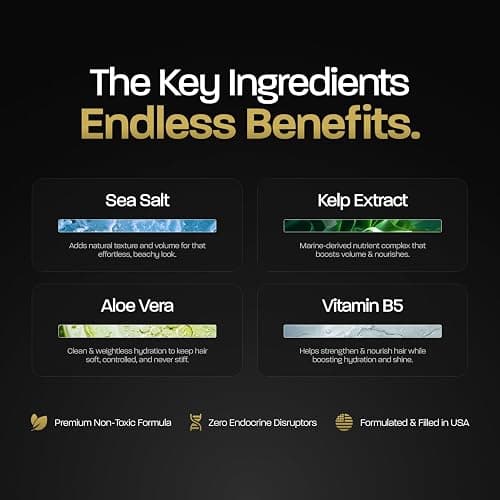 BASED Sea Salt Spray, Natural Finish Sea Salt Spray for Hair, Volume & Texture, Infused with Kelp & Vitamin B5, Light & Non-Greasy, Paraben Free, No Drying Alcohols, 8.5 oz (Pack of 1) thumbnail 6