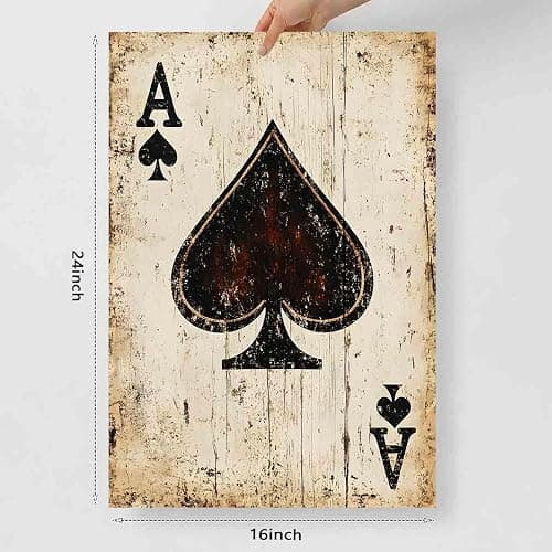 Vintage Playing Cards Wall Art Ace Of Spades Poster Vintage Poker Wall Art Poker Artwork Ace Of Spades Canvas Metal Art Signs Playing Card Poster Bar Decor 16x24inch No Frame thumbnail 6