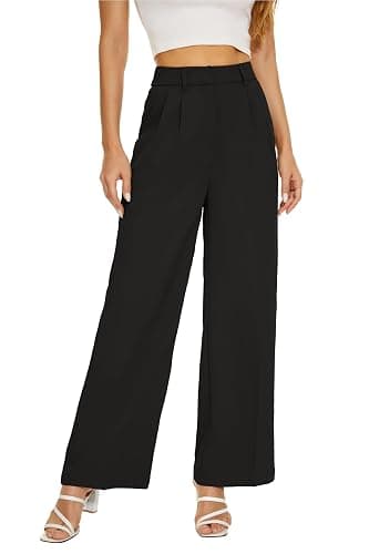 KICZOY Womens High Waist Wide Leg Dress Pants Loose Fit Back Elastic Waist Pleated Front Trousers for Work Casual - Image 1