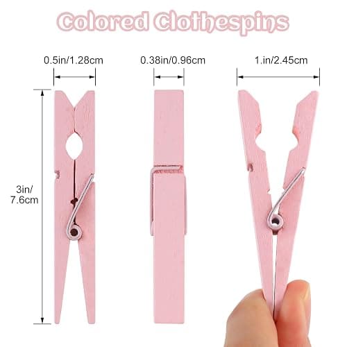 Phinus 72 Pcs Wooden Clothes Pins, 2.9 Inch Clothes Pins for Hanging Clothes, Pictures, Photos, Classroom, Crafts, Decoration, Colorful Clothespins Heavy Duty(Pastel Color) thumbnail 3