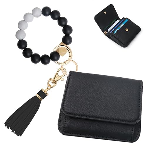 Sunpour Keychain Wallet RFID Wristlet Wallets for Women,Small Wallets Woman Key Chain Wallet with Coin Pocket and Id Window - Image 1