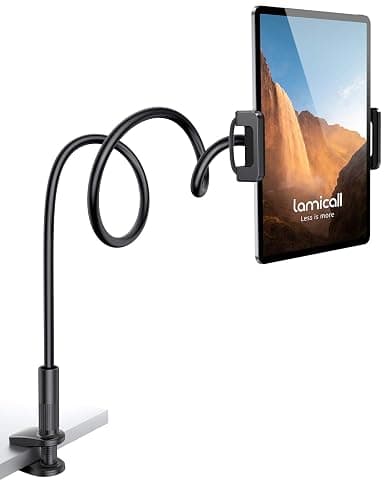 Lamicall Gooseneck Tablet Holder, Flexible Tablet Stand - 36" Lazy Arm 360 Adjustable Holder Clamp Bracket Bed for 2024 iPad Pro 9.7, 10.5, 11, iPad Air mini 2 3 4 5 6, Switch, 4.7-11" Devices -Black - Image 1