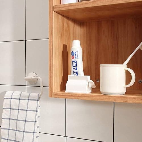 Toothpaste Roller Squeezer Set of 2 Rolling Tube Toothpaste Holder Stand Bathroom Organizer (White) (2Pack-White) - Image 1