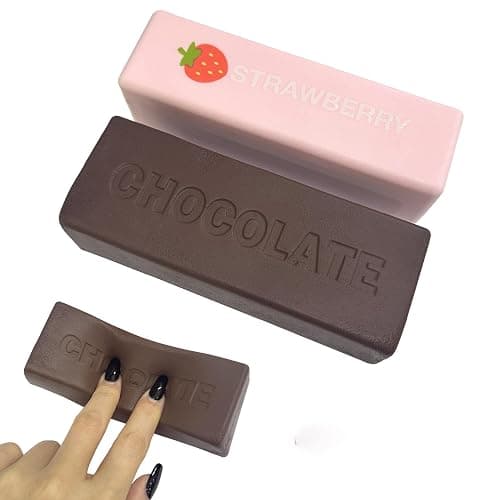 Squishy Fidget Blocks - Strawberry & Chocolate Slow Rising Squeeze Foam for Stress Relief - Calming Desk Accessory and Focus Aid for Adults, Office & Study - Image 1