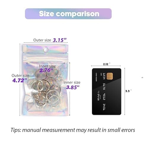 100Pcs Holographic Packaging Bags, 3x4 inch Resealable Foil Pouch Mylar Sample Bag Great for Small Business and Party Favor Food Storage…… thumbnail 3