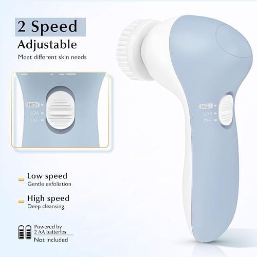COSLUS Facial Cleansing Brush Silicone Face Scrubber: 2 in1 FBS-D Electric Exfoliating Massage Device Waterproof Deep Cleaning Exfoliation Rotating Spa Machine - Electronic Skin Care Wash Clean System thumbnail 6
