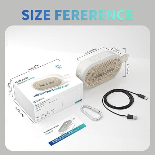 SOWO Wireless Portable Small Speaker, Ultra Magnetic Bluetooth Speaker for Golf Cart, Coverless IP67 Waterproof, 24 H Playtime, Pro Sound, Clip Hanging Design for Outdoor, Indoor - White thumbnail 8