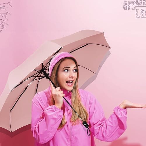 SIEPASA Windproof Travel Compact Umbrella-Automatic Umbrellas for Rain-Compact Folding Umbrella, Travel Umbrella Compact, Small Portable Windproof Umbrellas for Men Women Teenage.(Pink) thumbnail 2