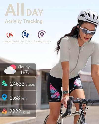 Amzhero Health Fitness Tracker with 24/7 Heart Rate, Blood Oxygen, Blood Pressure, Sleep Tracker, 5ATM Waterproof Activity Trackers with Step Tracker, Pedometer (S & L Bands Included) - Starlight thumbnail 2