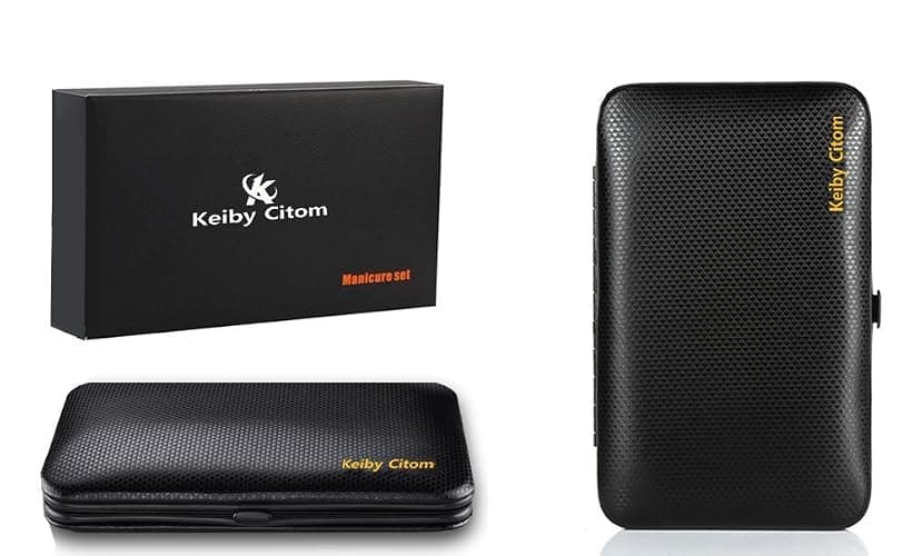 Keiby Citom Professional Stainless Steel Nail Clipper Travel & Grooming Kit Nail Tools Manicure & Pedicure Set of 15pcs with Luxurious Case (Black/Yellow) thumbnail 2