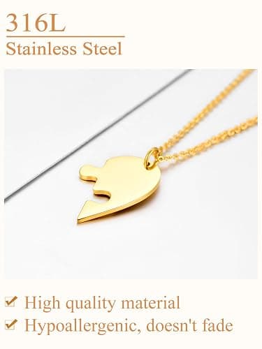 Custom4U 1-6 Pieces Heart Puzzle Jigsaw Necklace,Birthstone Pendant Set,Personalised Family/Friendship/Bff/Couple Jewelry Gift for Women Girls Mum Dad Fathers Day Mothers Day Valentines Day Birthday Christmas(with Gift Box) thumbnail 5