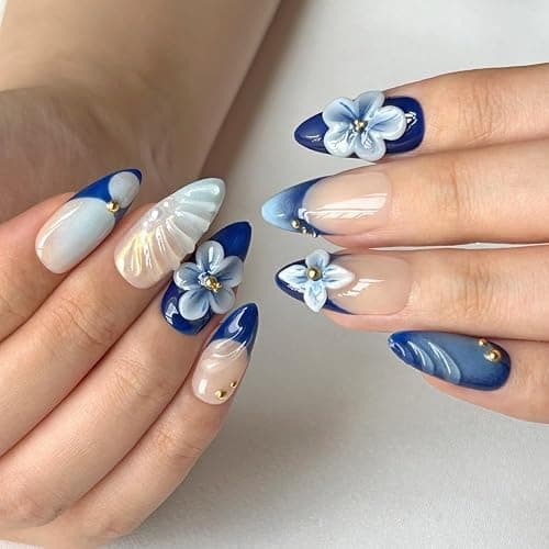 Press On Nails - Medium Almond Handmade Unique Fake Nails, Cute Bow Nails, Thick Acrylic and Muti-Layer Gel False Nails, Reusable Gel Cured Sturdier 3D Fake Nails,DIY Art Decorate (Size S) thumbnail 9