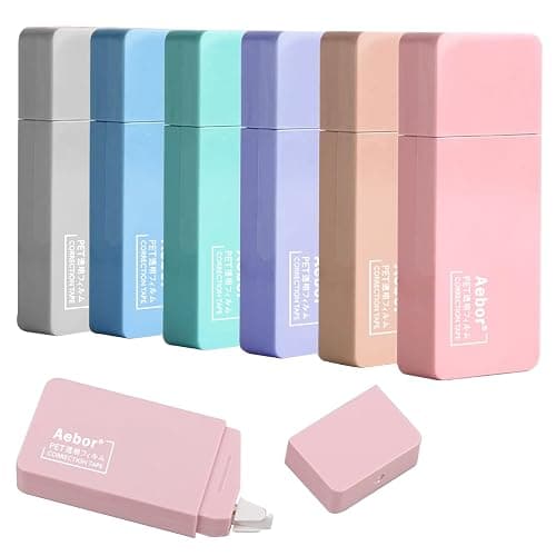Aebor 6 Pack Correction Tape Cute White Tape Macaron Color Correction Tape, Easy To Use Applicator for Instant Corrections for Students,Office Workers - Image 1