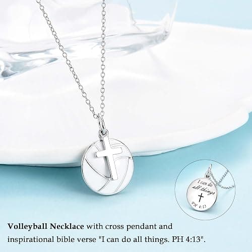 Softball Soccer Volleyball Basketball Baseball Necklace for Girls, Teen Girl Trendy Sports Stuff Accessories Cross Neckalce Jewelry Birthday Christmas Valentines Easter Baptism Graduation Gifts thumbnail 2