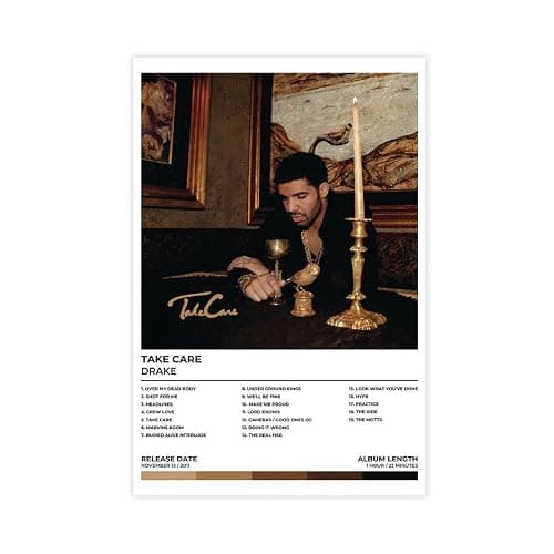 HDZYZZA Drake Poster Take Care Album Canvas Poster Wall Art Decor Print Picture Paintings for Living Room Bedroom Decoration Unframe: 12x18inch(30x45cm) - Image 1