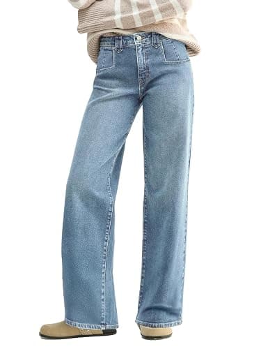 EMMIOL Baggy Jeans Women Straight Leg Mid Rise Cute Trendy Y2K Boyfriend Loose Fit Denim Pants Wide Leg High Waisted Stretchy - Image 1