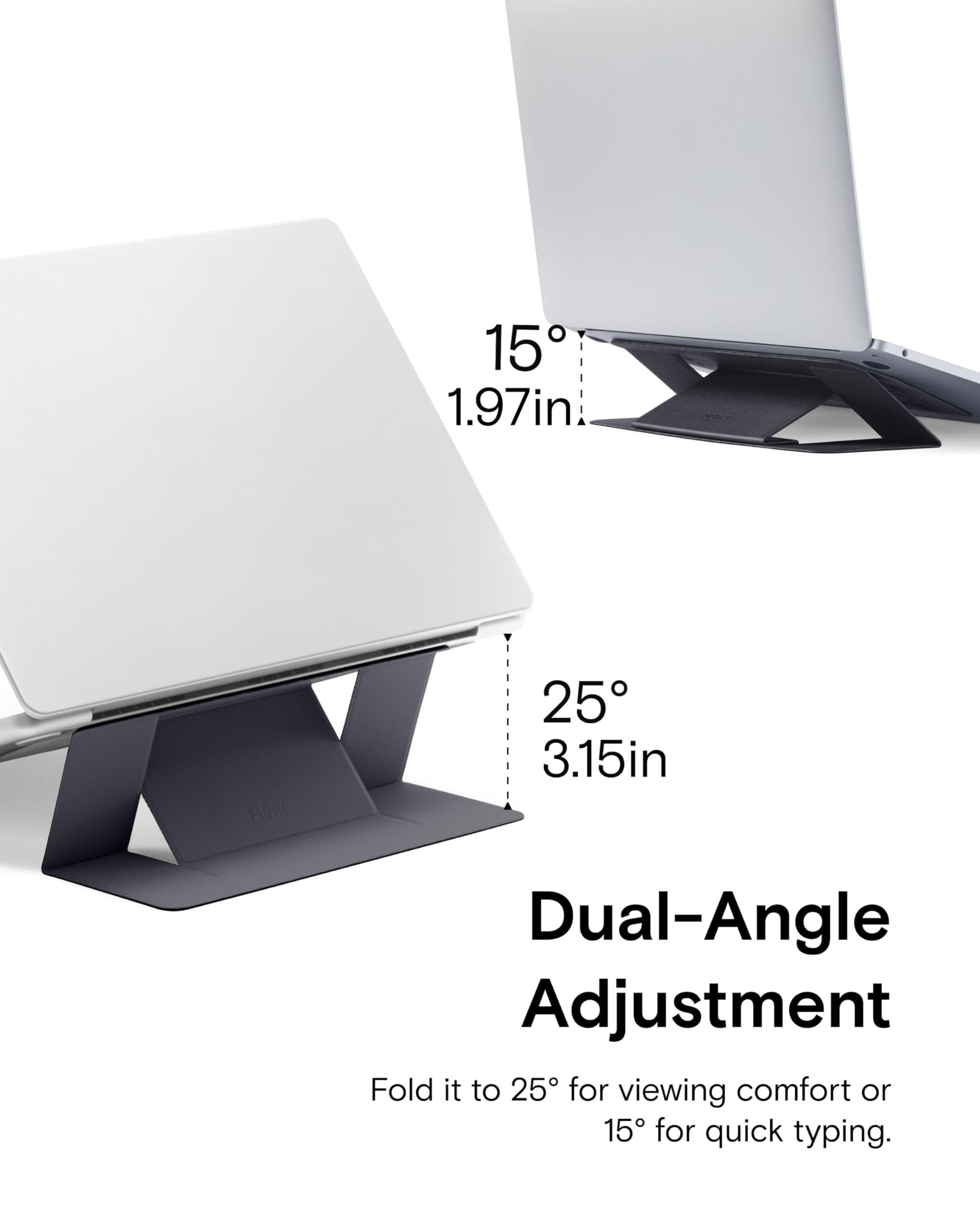 MOFT Onzichtbare smalle laptopstandaard voor bureau, draagbare en opvouwbare laptopstandaard met instelbare perfecte kijkhoeken, compatibel met laptops tot 16" (Zwart) - Zwart thumbnail 5