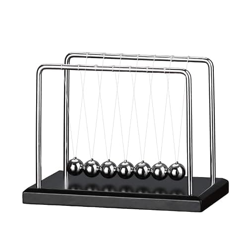 Newtons Cradle Pendulum with 7balls 50+ Sec Swingtime Glass Base Balance Ball - Image 1