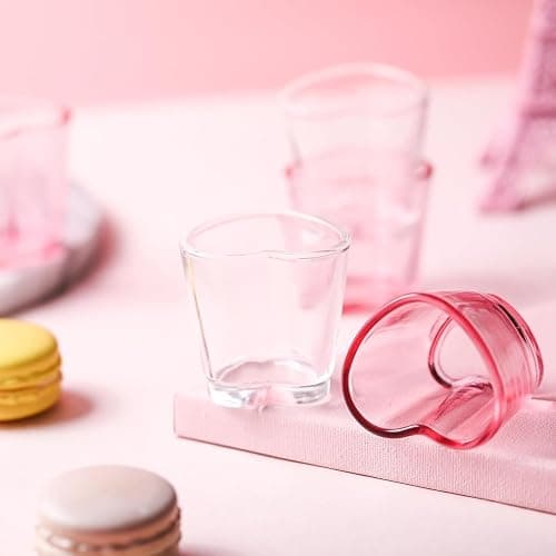 Srgeilzati Heart Shot Glasses Set, Pink Shot Glass Cute For Bar Cart Accessories 1.5oz (12, Pink) thumbnail 2