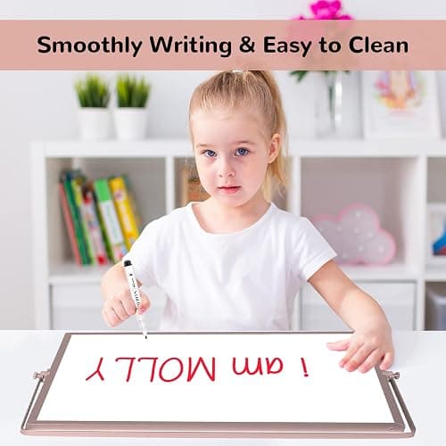 16 x 12 inches Dry Erase Whiteboard, Rose Gold Magnetic Desktop Double-Sided White Board with Stand, 10 Markers, 1 Eraser, 4 Magnets, Portable Whiteboard Easel for School Office Home thumbnail 7