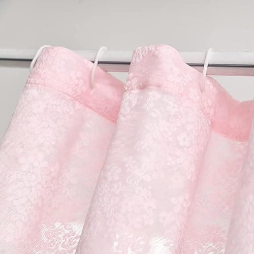 YJ YANJUN Pink Lace Shower Curtain - Vintage Shower Curtains with Attached Valance, Floral Lace Bath Curtains for Bathroom, Farmhouse Style Shabby Chic Scalloped Edge, 72 x 72 Inch, 1 Panel thumbnail 8