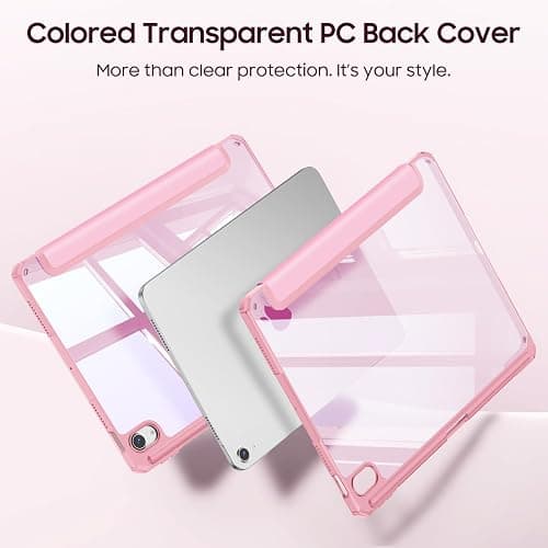 FINTIE Hybrid Case for iPad Air 11 Inch M3 (2025) / M2 (2024), iPad Air 5th / 4th Generation (2022/2020) - Shockproof Slim Clear Back Cover with Pencil Holder, Auto Wake/Sleep, Baby Pink thumbnail 4