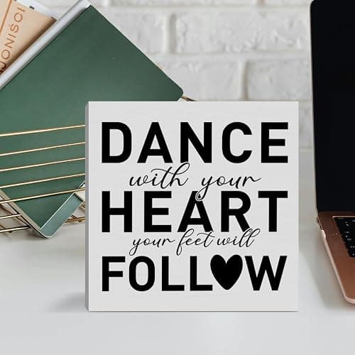 Dancer Gifts for Women Girl Men, Dancing Gifts for Women Girl Dance Lover Dance Team Instructors Dancer Christmas Birthday Gift Girls Dance Room Decor Wooden Sign, Dance with Your Heart Feet Follow thumbnail 2