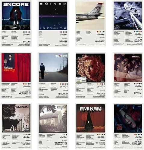 FDSFE Eminem Albumcover-Poster, limitierte Auflage Canvas-Poster Wandkunst Dekoration für Wohnzimmer Schlafzimmer (12er-Set) ungerahmt 12x18 Zoll (30x45cm) - Image 1