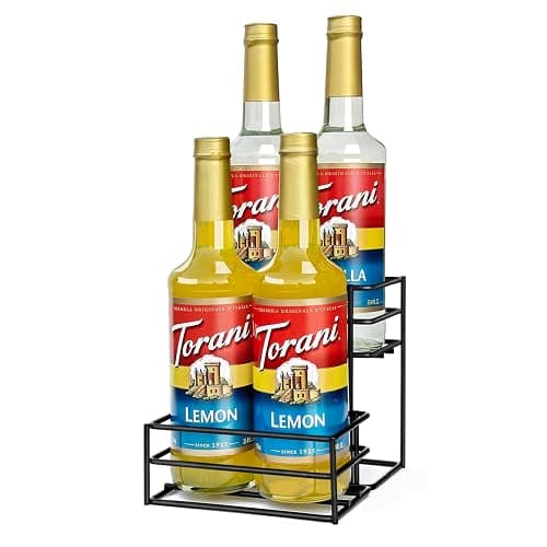 MCSAPIL Coffee Syrup Rack (4 Bottle Capacity),Coffee Syrup Organizer for Coffee Bar,Kitchen.Small Wine Rack for Bar,Family,Storage for Syrup, Wine, Dressing - Image 1