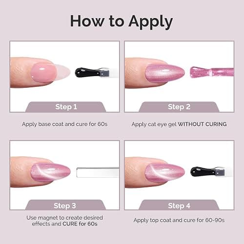 MelodySusie Starry Cat Eye Gel Nail Polish, 0.5 Fl Oz Light Pink Glitter Holographic Magnetic Nail Polish with Magnet, UV Nail Polish for Nail Art Manicure Salon DIY at Home G1703 thumbnail 6