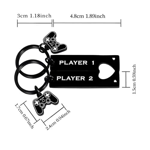 Nimteve 2PCs Funny Gamer Keyring Boyfriend Gifts from Girlfriend Matching Keychain Couple Gifts For Man Husband Fiance Gift from Wife Fiancee Valentine Birthday Anniversary thumbnail 2
