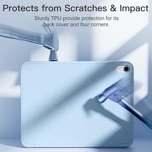 Akkerds Compatible with iPad (A16) 11th Generation Case 11 Inch 2025, for iPad 10th Generation Case 10.9 Inch 2022 with Pencil Holder, Slim Trifold Stand Protective Cover with Soft TPU Back, Sky Blue thumbnail 7