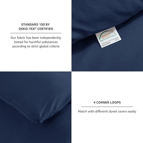 CozyLux Navy Blue King Size Comforter Set, 3 Pieces Solid Breathable Quilted Style Bedding Sets, Luxury Fluffy Soft Bed Set with Down Alternative Comforter for All Season (1 Comforter & 2 Pillowcases) thumbnail 5