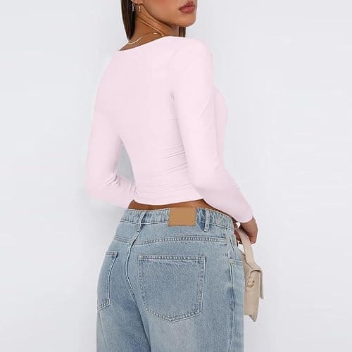 Geagodelia Women's Long Sleeve T-Shirt Ladies Sexy Crop Top Y2K Fashion Aesthetic Clothes Going Out Outfit Streetwear Spring Summer thumbnail 4