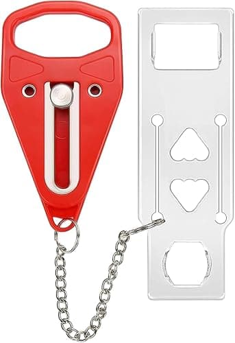 Portable Door Lock Extra Security Essential Safety & Privacy Travel Lockdown, Prevent Entry Stopper, Protect Family While Traveling Home Bedroom Hotel Apartment College (1 Red) - Image 1