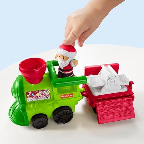 Fisher-Price Little People Toddler Toy Musical Christmas Train with Santa Elf & Reindeer Figures for Pretend Play Kids Ages 1+ Years thumbnail 3