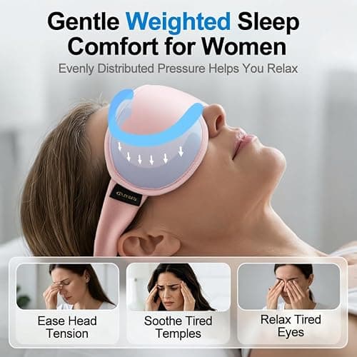 Pink Blackout Weighted Eye Masks for Sleep & Airplane Travel, Silk-Feel | Zero Eye Pressure, Deep 3D Cups, Eyelash-Friendly Sleep Mask for Women, Long International Flights, Night Shift, Office Naps thumbnail 3