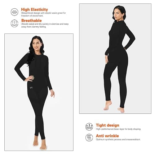MEETYOO Thermal Underwear Set for Women, Winter Long Johns with Fleece Lined Warm Base Layer Top and Bottom Set for Skiing thumbnail 5