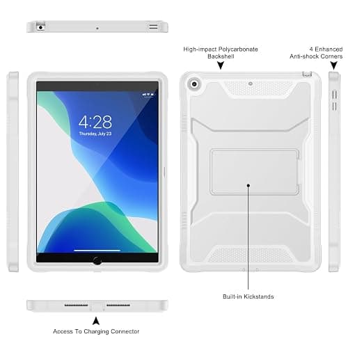 Soke Case for iPad 9th/8th/7th Generation 10.2-Inch (2021/2020/2019 Release), with Built-in Screen Protector and Kickstand, Rugged Full Body Protective Cover for Apple iPad 10.2 Inch - Light Gray thumbnail 3