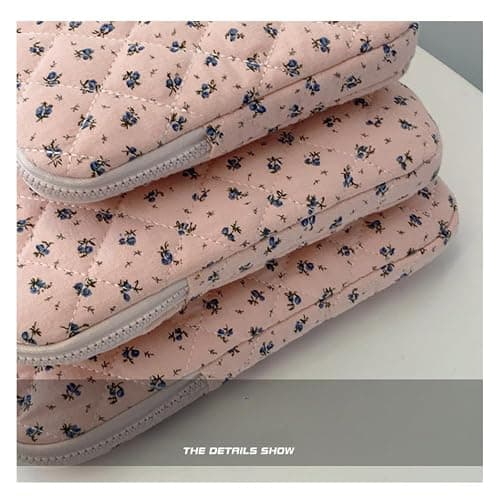 Cute Floral Laptop Sleeve Coquette Quilted Puffy Carrying Tablet Case Fairycore Protective Pouch for Notebook Tablet (Blue Floral,13inch) - Blue Floral - 13inch thumbnail 7