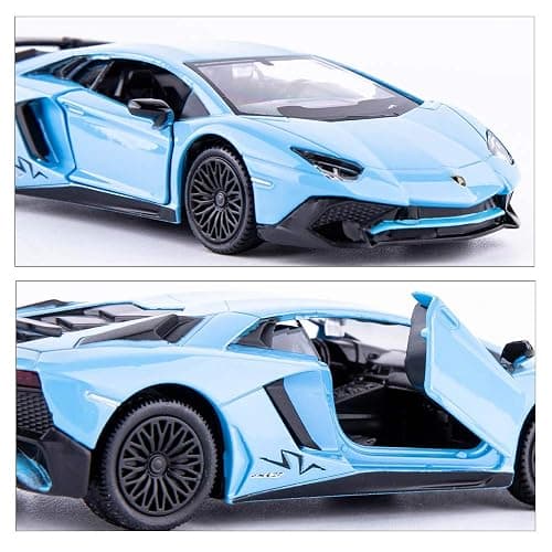 TGRCM-CZ 1/36 Scale Aventador LP700-4 Casting Car Model, Zinc Alloy Toy Car for Kids, Pull Back Vehicles Toy Car for Toddlers Kids Boys Girls Gift (Blue) thumbnail 5