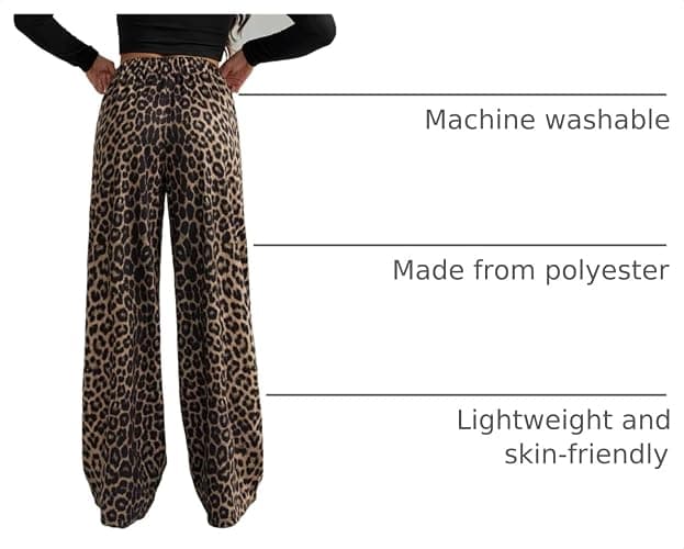 GORGLITTER Women's Cheetah Print Pants Leopard Wide Leg Sweatpants | Straight Leg Sweats, Elastic High Waisted Pants, Animal Print Trousers, Baggy Bottom, Fall Outfits thumbnail 4