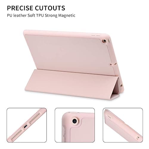 GHINL for iPad 9th/8th/7th Generation Case (2021/2020/2019) iPad 10.2-Inch Case with Pencil Holder [Sleep/Wake] Slim Soft TPU Back Smart Magnetic Stand Protective Cover Cases(Light Pink) thumbnail 6