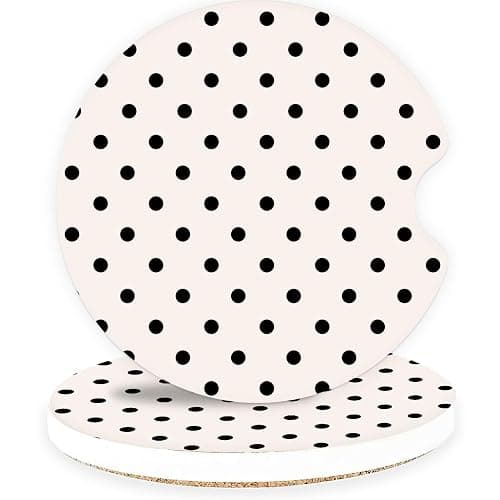 Ceramic Car Coasters – Absorbent Car Cup Holder Coaster Set for Women, Cute Aesthetic Car Accessories for Girls, 2 Pack (Dark Gray) - Image 1