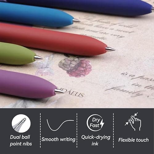 ACEES Gel Pens, 5Pcs 0.5mm Fine Point Black Ink Pens With Smooth Writing,Office Desk Accessories,Quick Dry Pens For Journaling,Ballpoint Writing Supplies, Gift for Women and Men (Retro) thumbnail 3