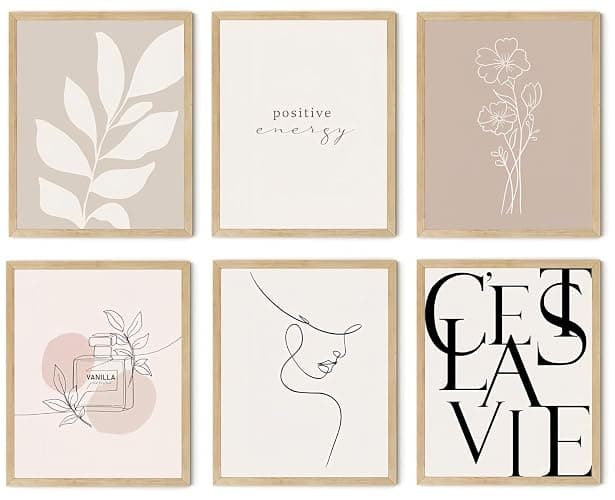 Vanilla Girl Posters for Room Decor Set of 6, Clean Girl Aesthetic Wall Art, Boho Beige Posters Canvas Prints Wall Art, Minimalist Cream Prints Artwork, Abstract Brown Decor 8x10 Unframed - Image 1