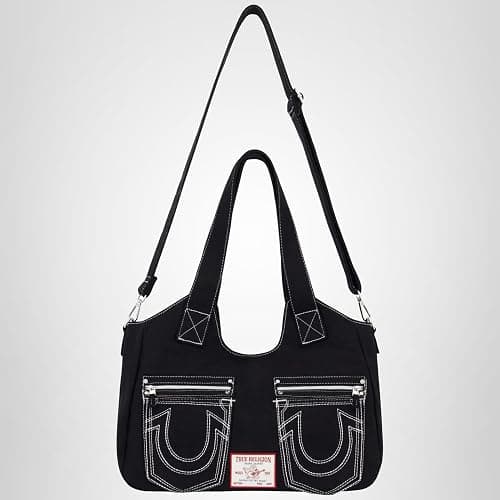 True Religion Women's Satchel Bag, Crossbody Purse Handbag with Horseshoe Logo Stitching thumbnail 9