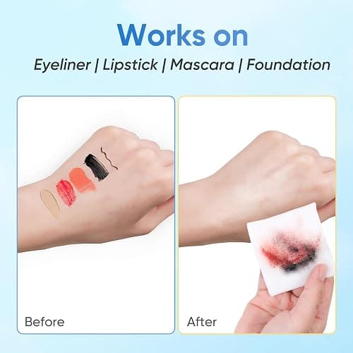 WOUSEDO 100 Count Makeup Remover Wipes, Bulk Gentle Cleansing Facial Towelettes, Individually Wrapped Travel Size,Alcohol-Free & Hypoallergenic for All Skin Types thumbnail 6